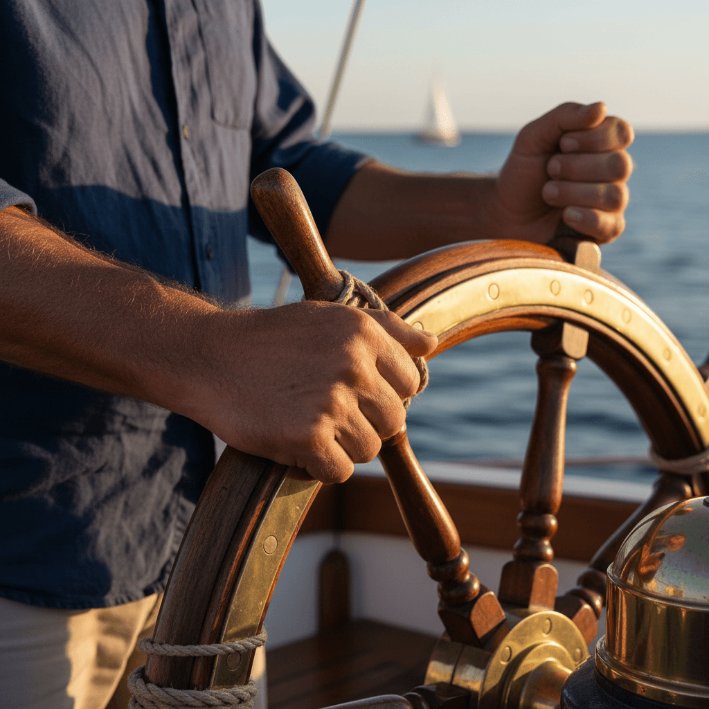 Experienced fishing guide steering boat in Haida Gwaii waters