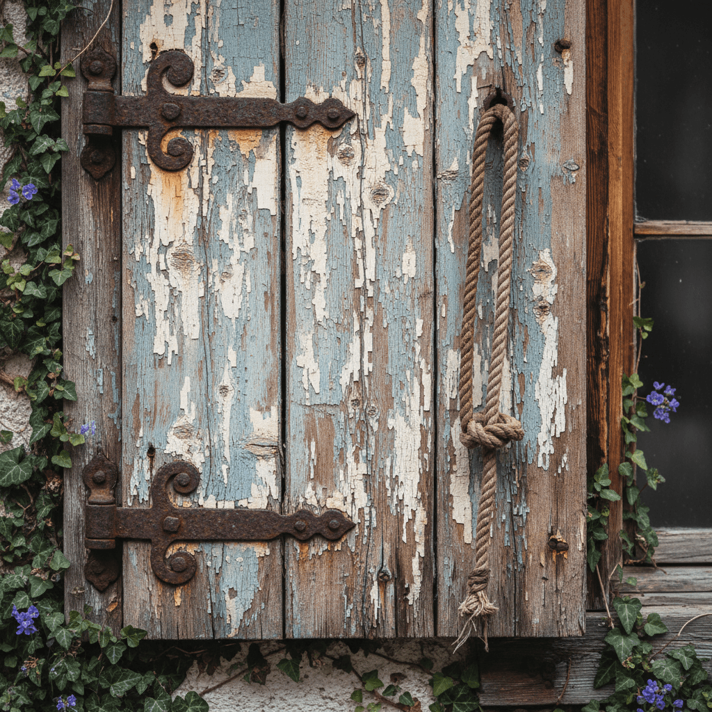 Detail of weathered cedar cabin exterior and window frame