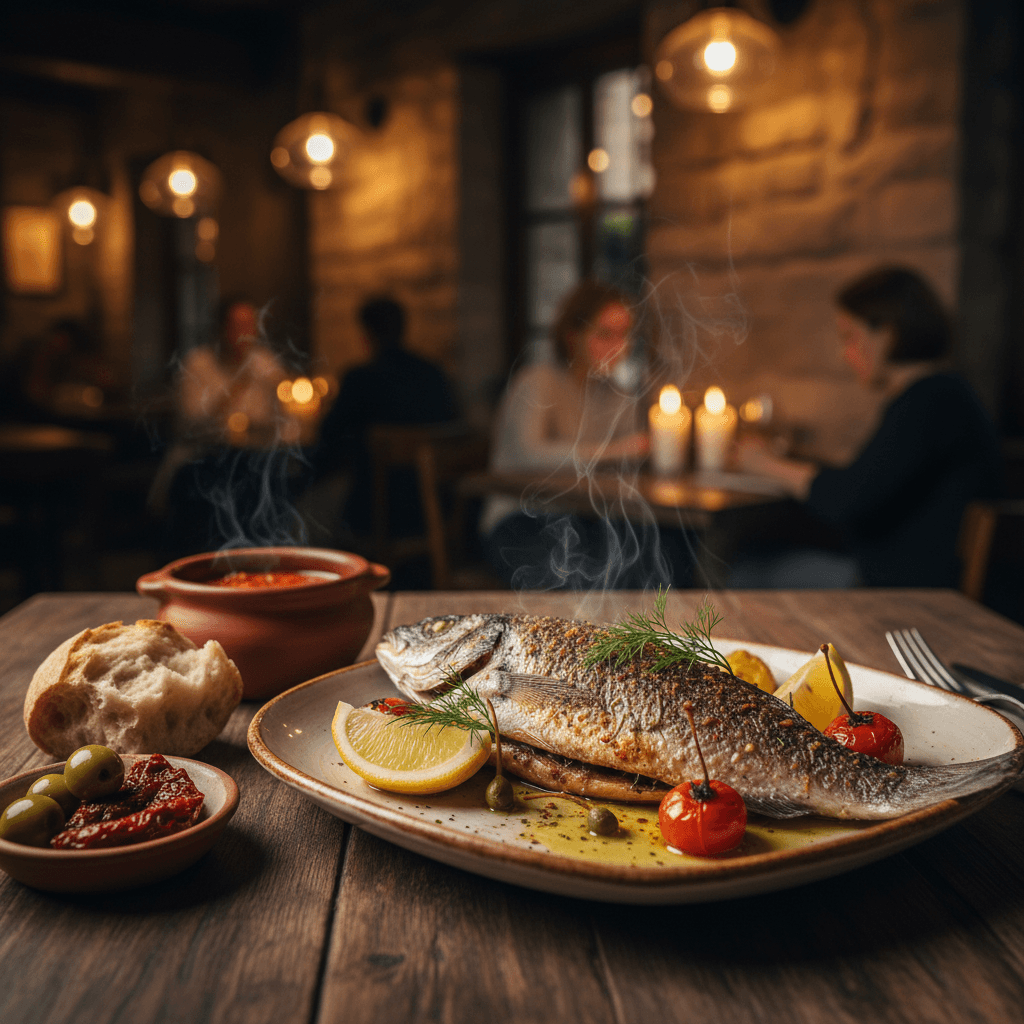 Chef-prepared dinner featuring fresh-caught halibut